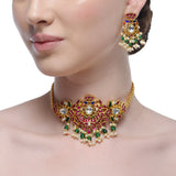 Chaitra Kundan Navarattan Ruby Jadau Choker Necklace Set