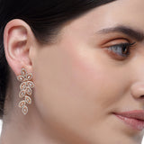 Forever Zircon Leaf  Rose Plated Earrings