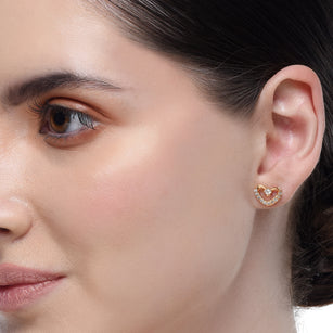 Forever Zircon Heart Wrap Rose Gold Plated Earrings
