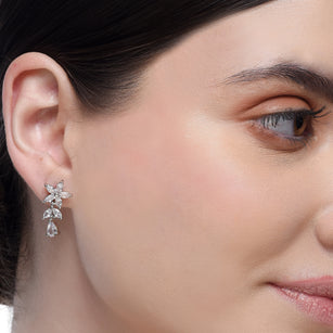 Forever Zircon Flower Silver Plated Earrings