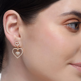 Forever Zircon Dangling Hearts Earrings