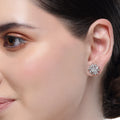 Forever Zircon Flower Silver Plated Stud Earrings