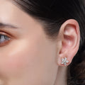 Forever Zircon Flower Rose Plated Stud Earrings