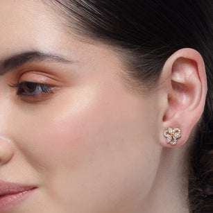 Forever Flower Zircon Rose Plated Stud Earrings