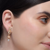 Forever Zircon Peacock Drop Rose Plated Earrings