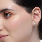 Forever Flower Zircon Rose Plated Stud Earrings