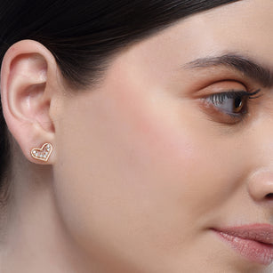 Forever Zircon Heart  Rose Gold Plated Earrings