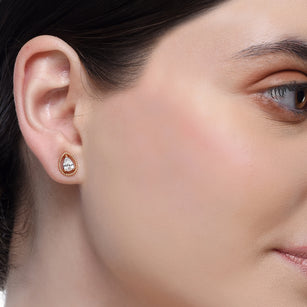 Forever Drop Zircon Rose Plated Stud Earrings