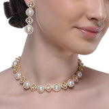 Grishma Gold Plated Kundan Zircon  Pearl Necklace Set