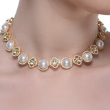 Grishma Gold Plated Kundan Zircon  Pearl Necklace Set