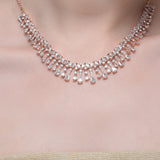 Grishma ROSE Gold Plated Zircon Necklace Set