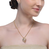 Grishma Gold Plated Zircon Pearl Pendant Set