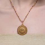 Grishma Gold Plated Lakshmi Ruby Necklace Set