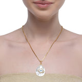 Grishma Gold Plated Hamsa MOP Pendant Chain