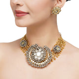 Gold & Silver Plated Leela Kundan Statement Necklace Set