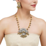 Gold & Silver Plated Leela  Kundan Statement Necklace Set