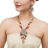 Gold & Silver Plated Leela  Kundan Mango Beads Necklace Set