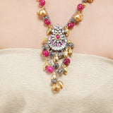 Gold & Silver Plated Leela  Kundan Mango Beads Necklace Set