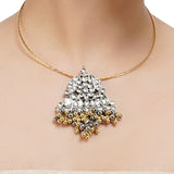 Gold & Silver Plated Leela  Kundan Thin Hasli Necklace Set