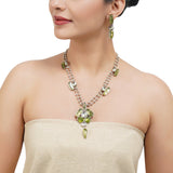 Silver Plated Leela Kundan Peridot Necklace Set