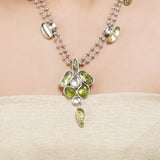 Silver Plated Leela Kundan Peridot Necklace Set