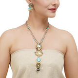 Gold & Silver Plated Leela Kundan Turquoise Necklace Set
