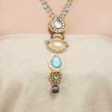 Gold & Silver Plated Leela Kundan Turquoise Necklace Set