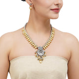 Gold & Silver Plated Leela  Kundan Mango Beads Necklace Set