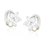 Dainty Silver Plated  Zircon Flower Huggie Earrings