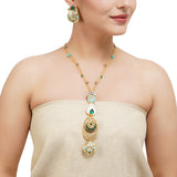 Gold & Silver Plated Leela Kundan Turquoise Necklace Set