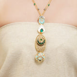 Gold & Silver Plated Leela Kundan Turquoise Necklace Set