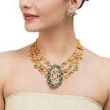Gold & Silver Plated Leela  Kundan Statement Necklace Set
