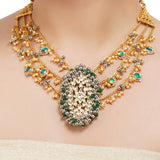 Gold & Silver Plated Leela  Kundan Statement Necklace Set