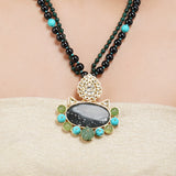 Gold & Silver Plated Leela  Kundan Black Onyx Necklace Set