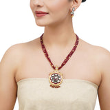 Gold & Silver Plated Leela  Kundan Ruby Jade Necklace Set