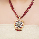 Gold & Silver Plated Leela  Kundan Ruby Jade Necklace Set