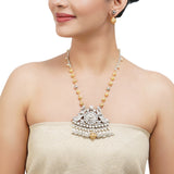 Gold & Silver Plated Leela  Kundan Peacock Necklace Set