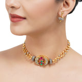 Gold & Silver Plated Leela  Kundan Choker Necklace Set