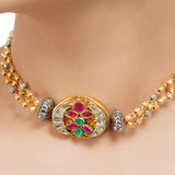 Gold & Silver Plated Leela  Kundan Choker Necklace Set