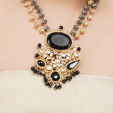 Gold & Silver Plated Leela  Kundan Black Onyx Necklace Set