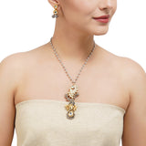 Gold & Silver Plated Leela  Kundan Peacock Pendant Necklace Set