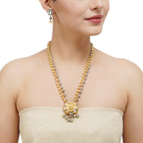 Gold & Silver Plated Leela Peacock  Kundan Necklace Set