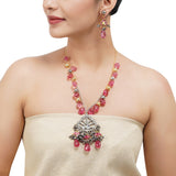 Gold & Silver Plated Leela  Kundan Tourmaline Necklace Set