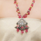 Gold & Silver Plated Leela  Kundan Tourmaline Necklace Set