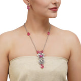 Silver Plated Leela Tourmaline Kundan Necklace Set