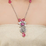 Silver Plated Leela Tourmaline Kundan Necklace Set