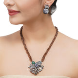 Silver Plated Sampurna Flower Bouquet Necklace Set