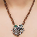 Silver Plated Sampurna Flower Bouquet Necklace Set
