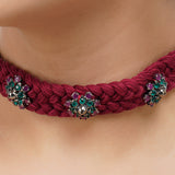 Silver Plated Sampurna Zircon Red Collar Choker Set