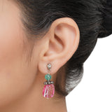 Silver Plated Sampurna Zircon Red Collar Choker Set